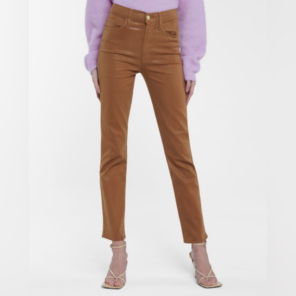 FRAME Le Sylvie Slender Straight Coated Jeans